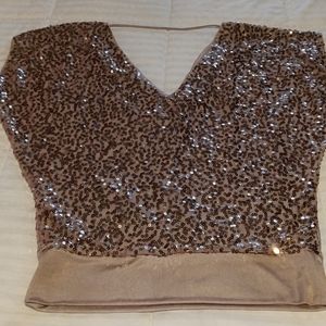 Express Rose Gold Sequined Top